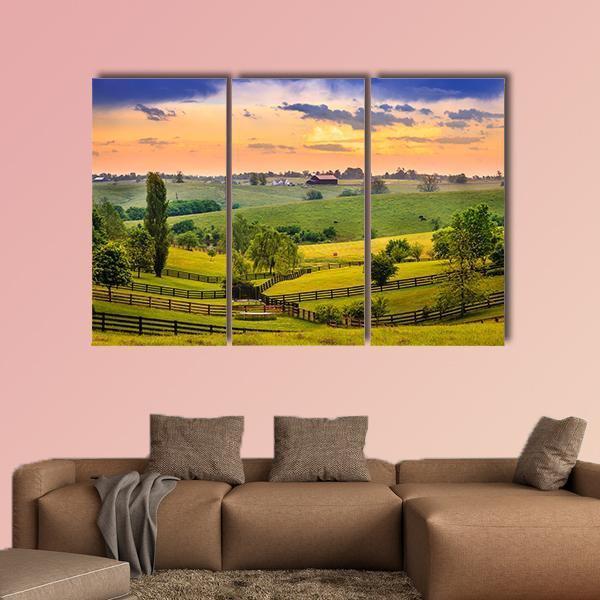 Evening Scene In Kentucky Canvas Wall Art-3 Horizontal-Gallery Wrap-37" x 24"-Tiaracle