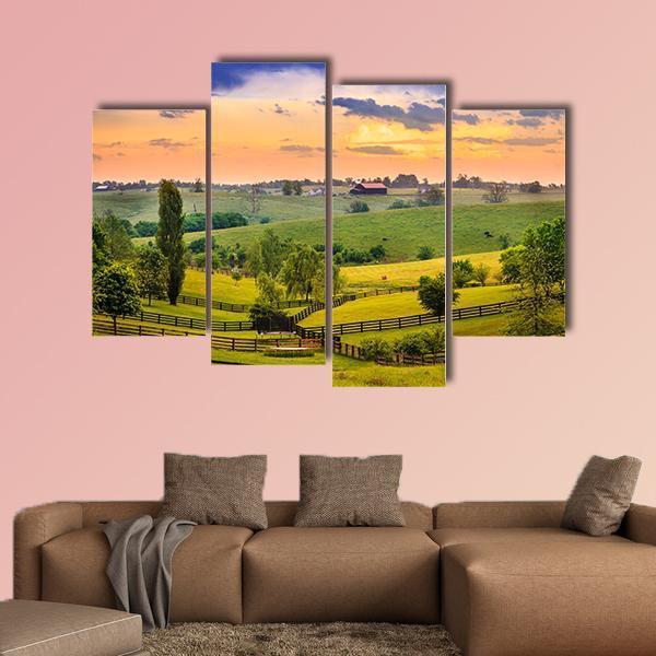 Evening Scene In Kentucky Canvas Wall Art-4 Pop-Gallery Wrap-50&quot; x 32&quot;-Tiaracle