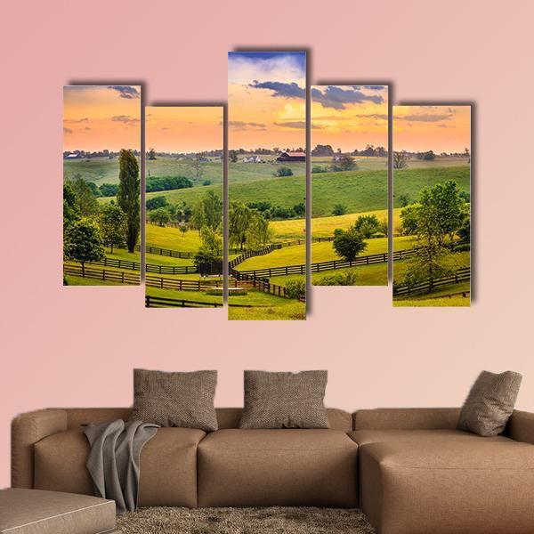Evening Scene In Kentucky Canvas Wall Art-4 Pop-Gallery Wrap-50" x 32"-Tiaracle