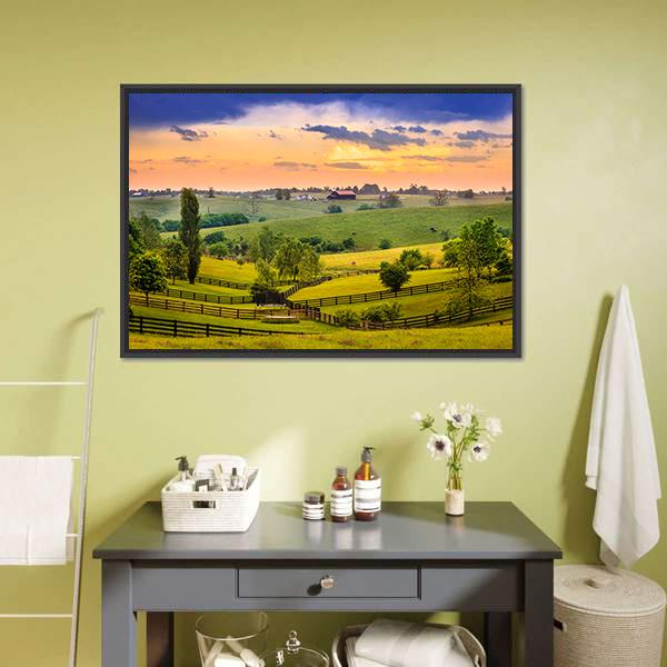 Evening Scene In Kentucky Canvas Wall Art-3 Horizontal-Gallery Wrap-25&quot; x 16&quot;-Tiaracle