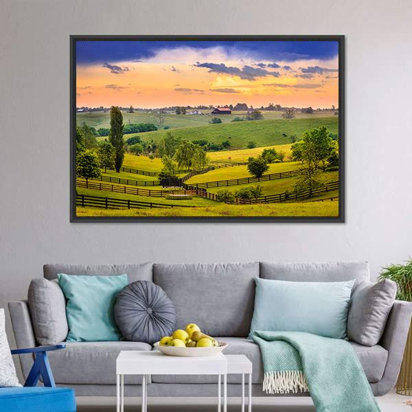 Evening Scene In Kentucky Canvas Wall Art-3 Horizontal-Gallery Wrap-25&quot; x 16&quot;-Tiaracle