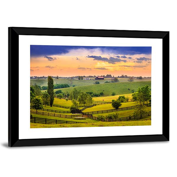 Evening Scene In Kentucky Canvas Wall Art-3 Horizontal-Gallery Wrap-25&quot; x 16&quot;-Tiaracle