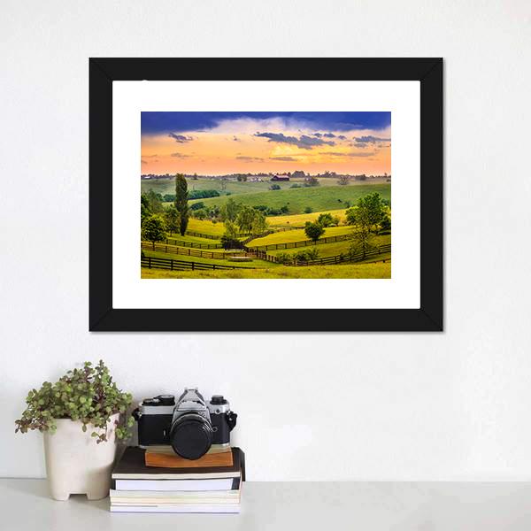 Evening Scene In Kentucky Canvas Wall Art-3 Horizontal-Gallery Wrap-25" x 16"-Tiaracle