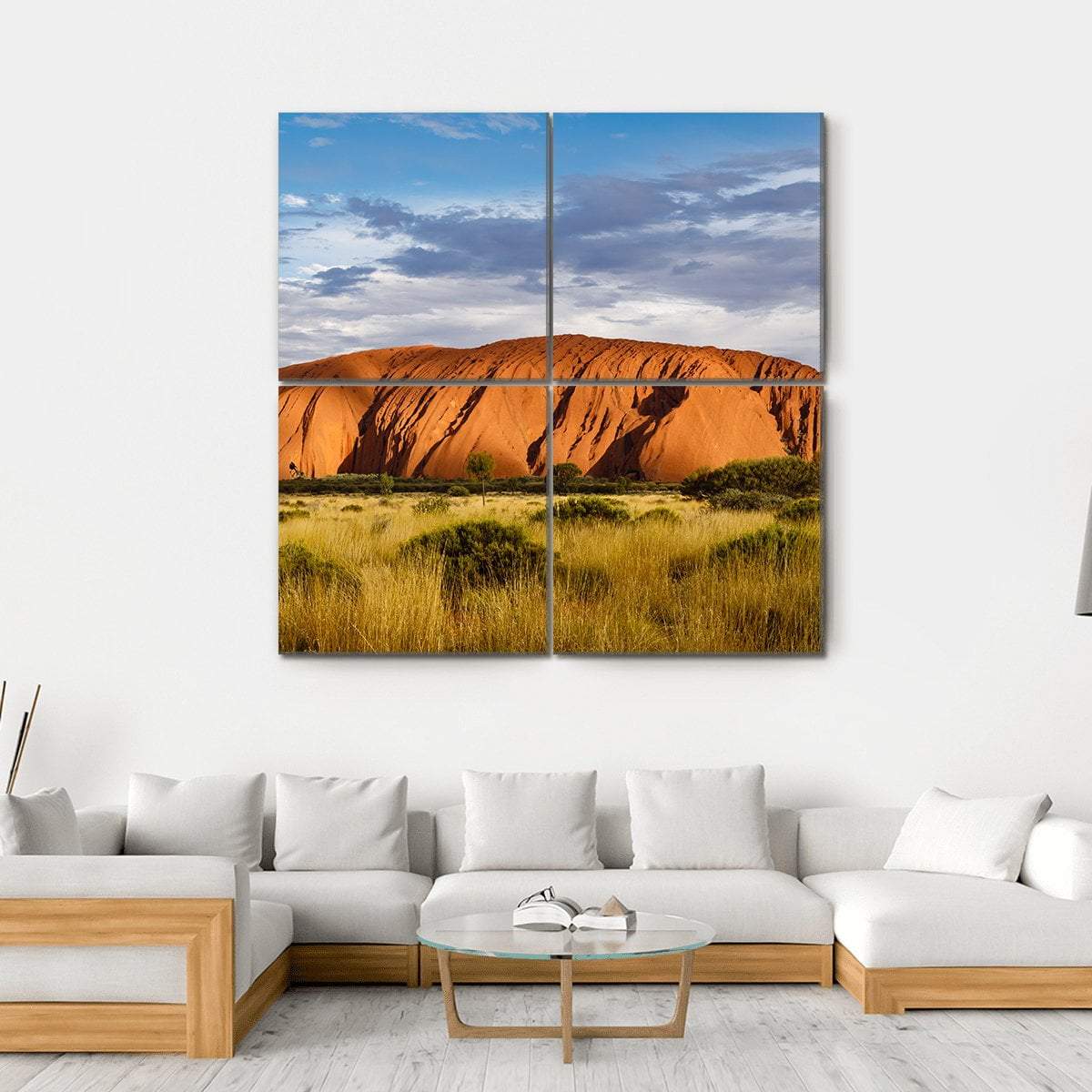 Red Sandstone Rock Canvas Wall Art-4 Square-Gallery Wrap-17" x 17"-Tiaracle
