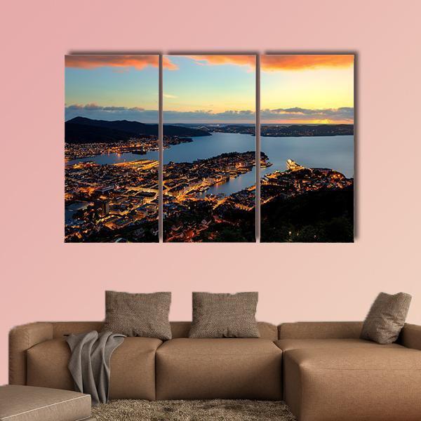 Bergen In Norway Canvas Wall Art-3 Horizontal-Gallery Wrap-25" x 16"-Tiaracle
