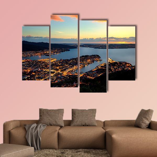Bergen In Norway Canvas Wall Art-4 Pop-Gallery Wrap-50" x 32"-Tiaracle