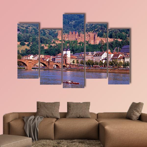 Castle In Heidelberg Canvas Wall Art-5 Pop-Gallery Wrap-47" x 32"-Tiaracle