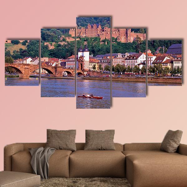 Castle In Heidelberg Canvas Wall Art-5 Star-Gallery Wrap-62" x 32"-Tiaracle