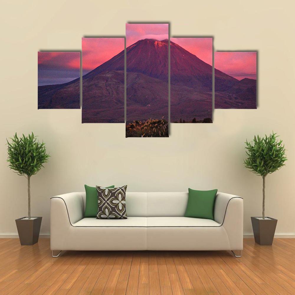 Evening View Of Mountain Canvas Wall Art-5 Star-Gallery Wrap-62" x 32"-Tiaracle