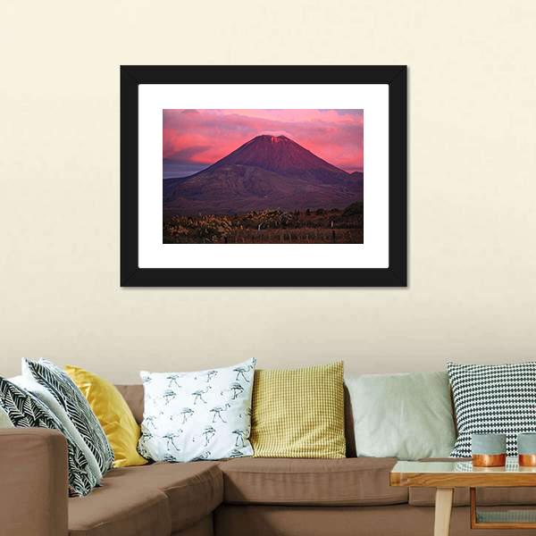Evening View Of Mountain Canvas Wall Art-1 Piece-Framed Print-20" x 16"-Tiaracle