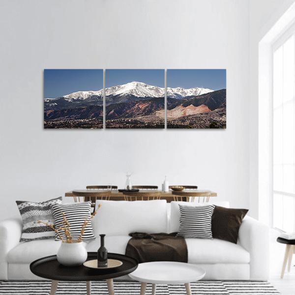 Pikes Peak Colorado Panoramic Canvas Wall Art-3 Piece-25&quot; x 08&quot;-Tiaracle