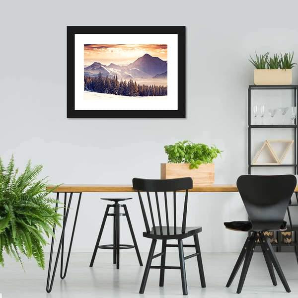 Evening Winter Landscape Canvas Wall Art-5 Horizontal-Gallery Wrap-22" x 12"-Tiaracle