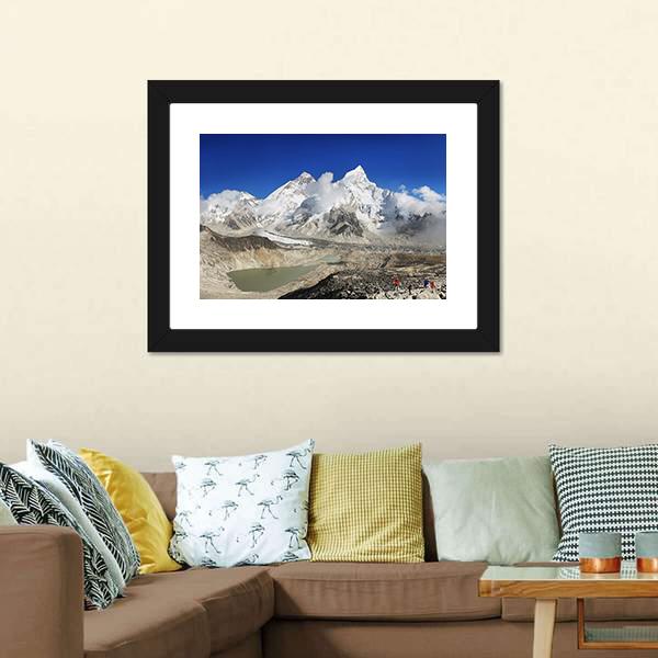 Everest And Lhotse Canvas Wall Art-1 Piece-Framed Print-20" x 16"-Tiaracle