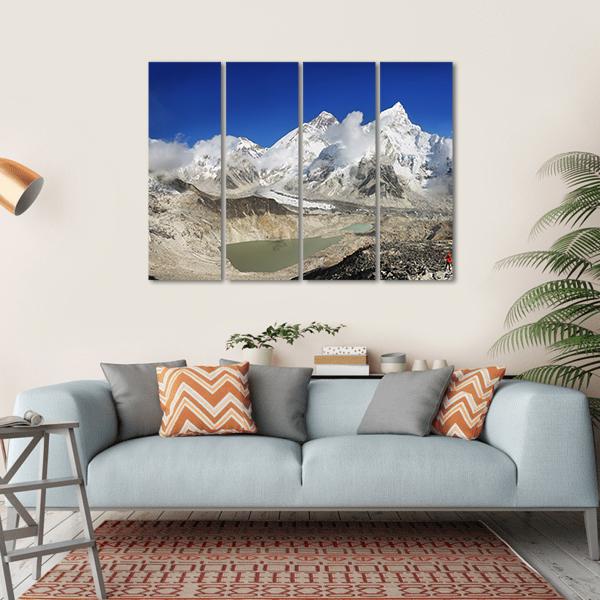Everest And Lhotse Canvas Wall Art-4 Horizontal-Gallery Wrap-34" x 24"-Tiaracle