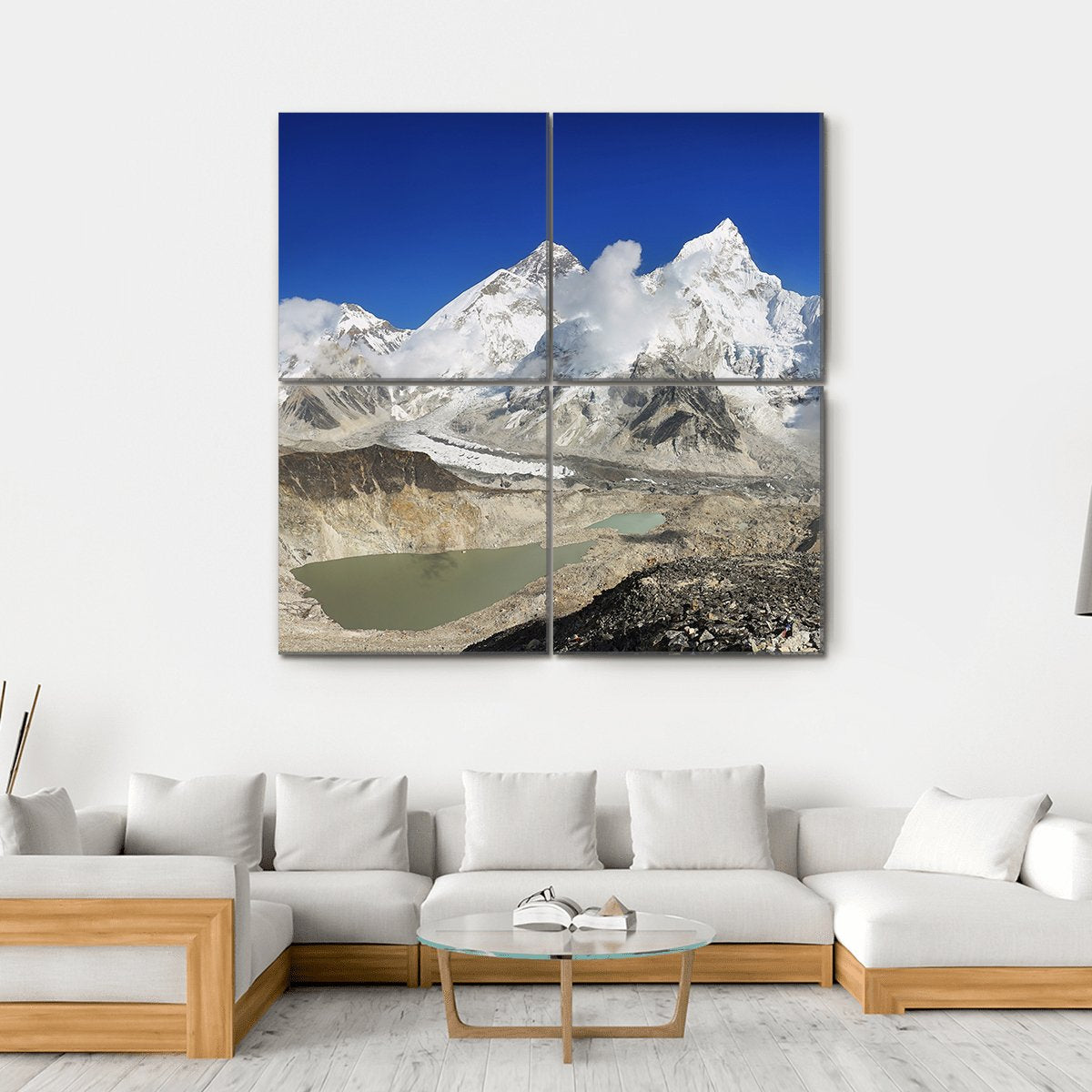 Everest And Lhotse Canvas Wall Art-4 Square-Gallery Wrap-17" x 17"-Tiaracle