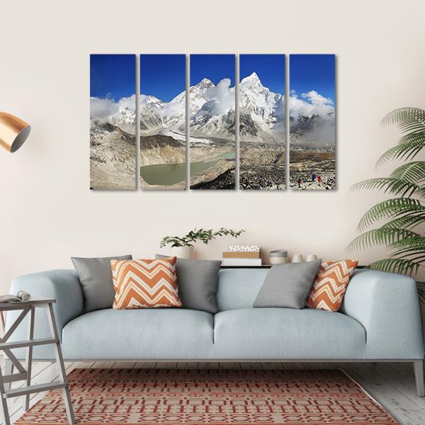 Everest And Lhotse Canvas Wall Art-5 Horizontal-Gallery Wrap-22" x 12"-Tiaracle