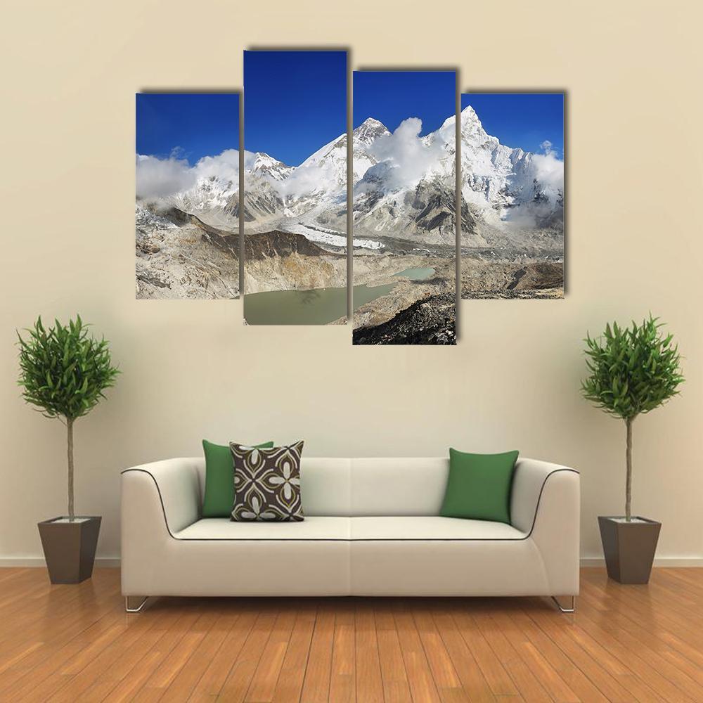 Everest And Lhotse Canvas Wall Art-4 Pop-Gallery Wrap-50" x 32"-Tiaracle