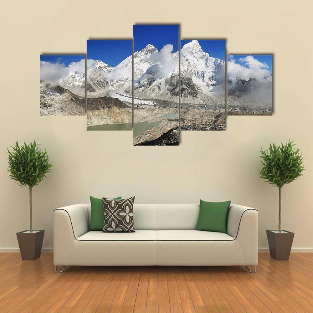 Everest And Lhotse Canvas Wall Art-5 Star-Gallery Wrap-62" x 32"-Tiaracle