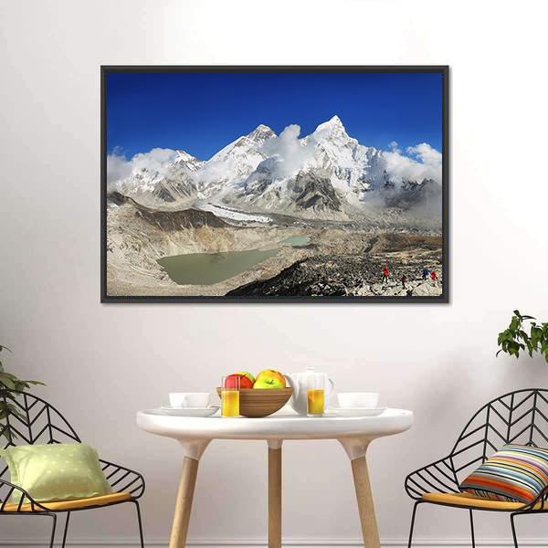 Everest And Lhotse Canvas Wall Art-1 Piece-Floating Frame-24" x 16"-Tiaracle