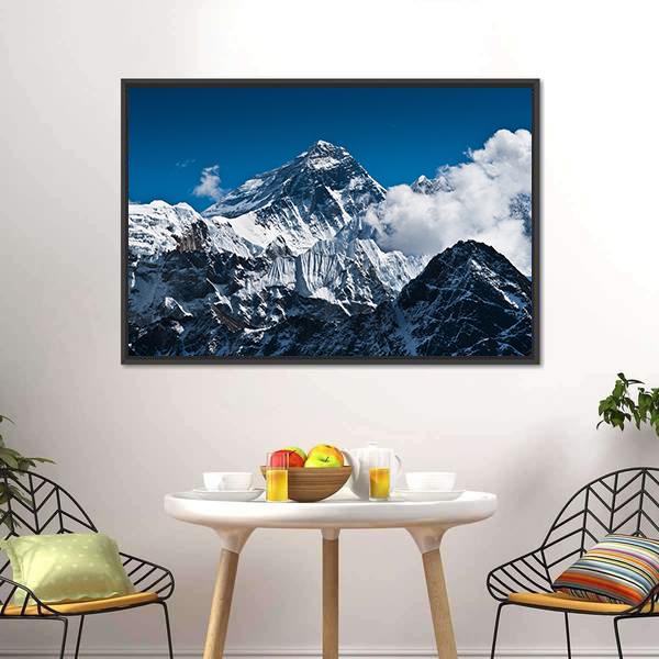 Everest Mountain Peak Canvas Wall Art-1 Piece-Floating Frame-24" x 16"-Tiaracle