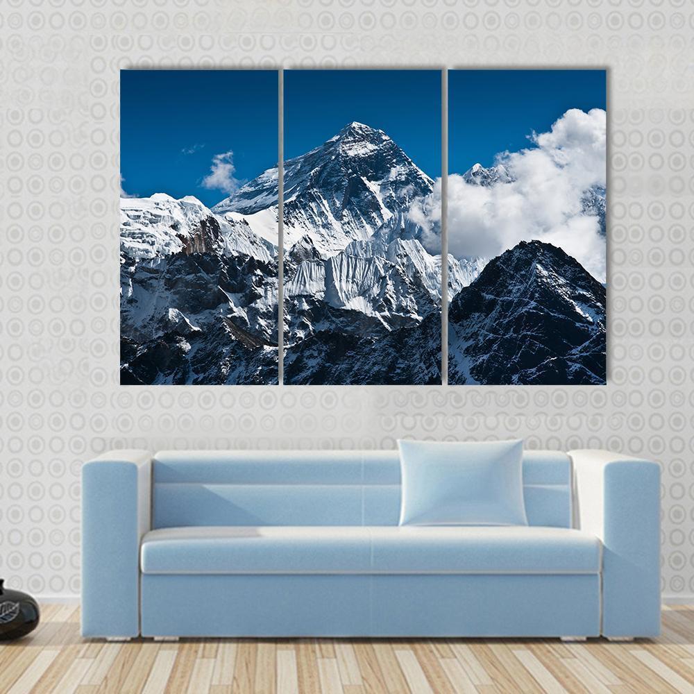 Everest Mountain Peak Canvas Wall Art-4 Pop-Gallery Wrap-50" x 32"-Tiaracle