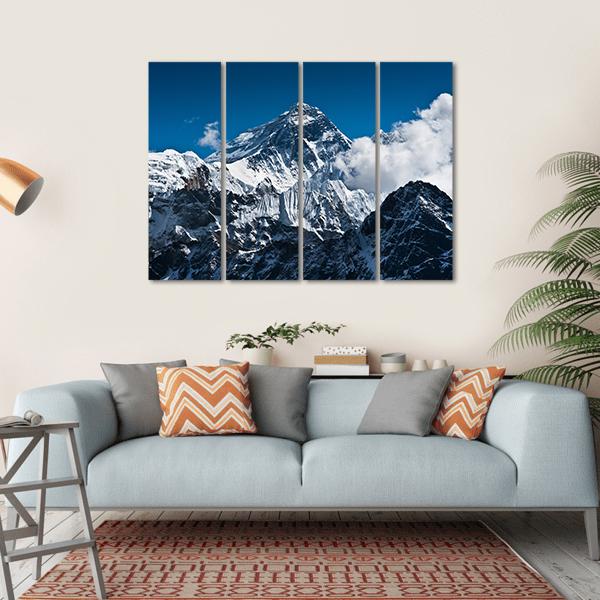 Everest Mountain Peak Canvas Wall Art-4 Horizontal-Gallery Wrap-34" x 24"-Tiaracle