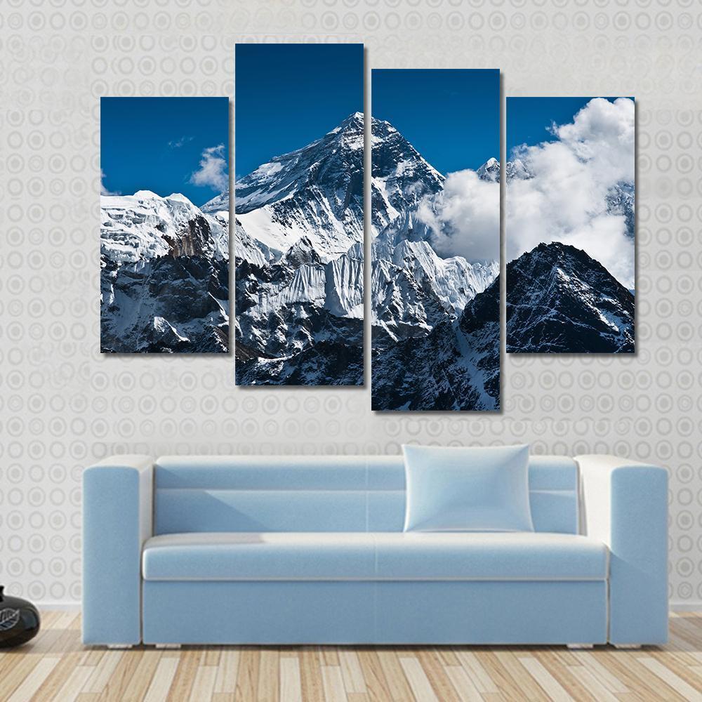 Everest Mountain Peak Canvas Wall Art-4 Pop-Gallery Wrap-50&quot; x 32&quot;-Tiaracle