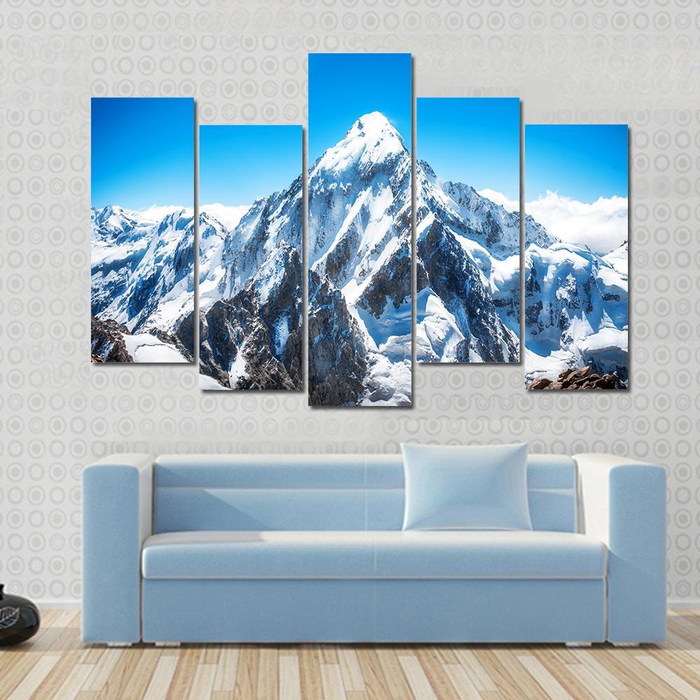 Everest Mountain Peak Canvas Wall Art-5 Pop-Gallery Wrap-47&quot; x 32&quot;-Tiaracle