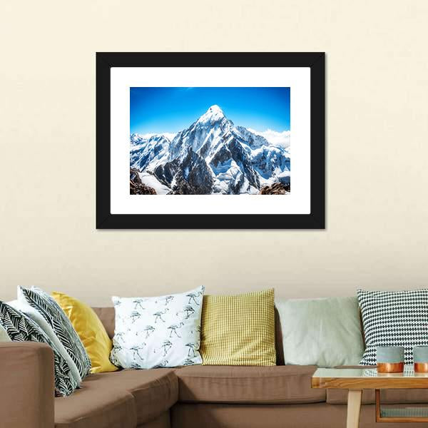 Everest Mountain Peak Canvas Wall Art-1 Piece-Framed Print-20&quot; x 16&quot;-Tiaracle