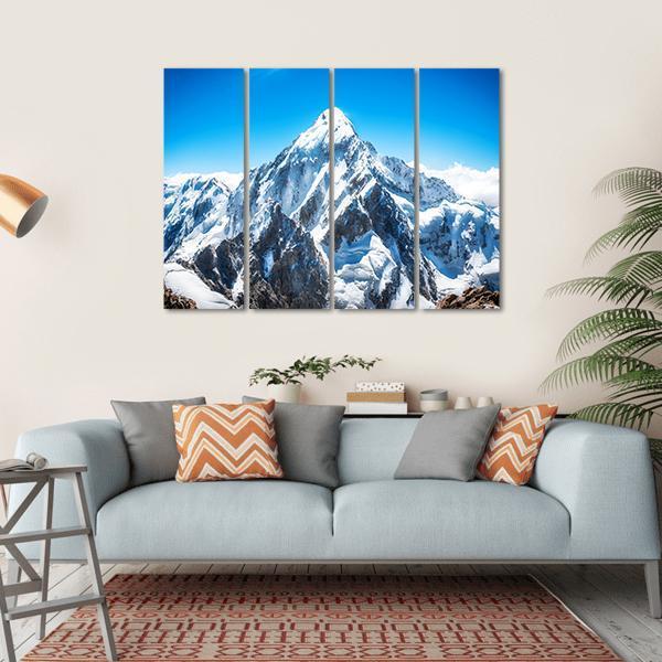Everest Mountain Peak Canvas Wall Art-4 Horizontal-Gallery Wrap-34" x 24"-Tiaracle
