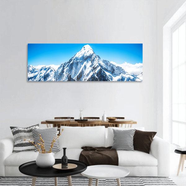 Everest Mountain Peak Panoramic Canvas Wall Art-1 Piece-36" x 12"-Tiaracle