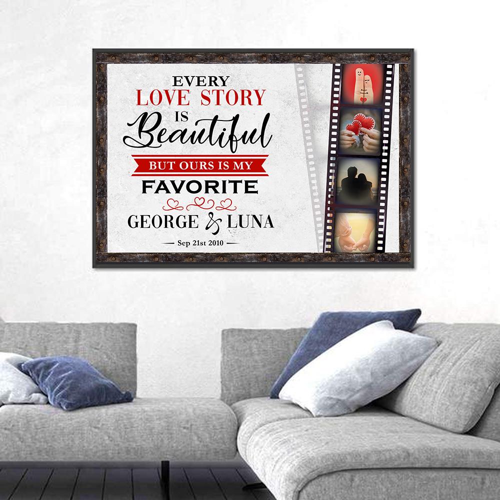 Every Love Story Is Beautiful But Ours Is My Favorite - Premium Canvas Wall Art-Floating Frame-24x16-Tiaracle