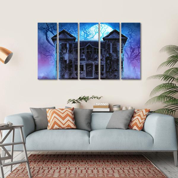 Evil Haunted House Canvas Wall Art-5 Horizontal-Gallery Wrap-22" x 12"-Tiaracle