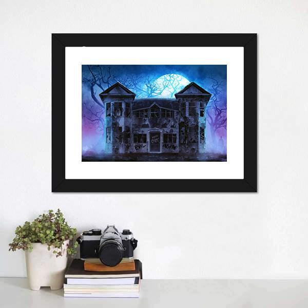 Evil Haunted House Canvas Wall Art-3 Horizontal-Gallery Wrap-25" x 16"-Tiaracle