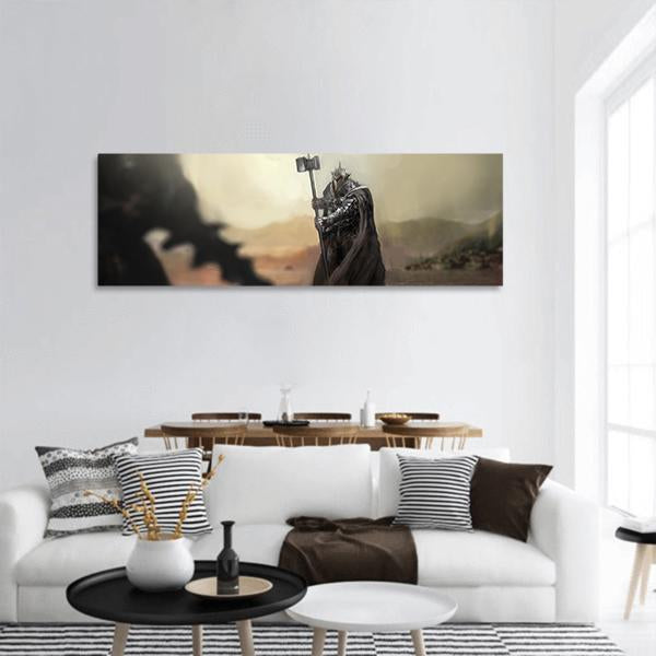 Evil Knight V/S Good Knight Panoramic Canvas Wall Art-1 Piece-36" x 12"-Tiaracle