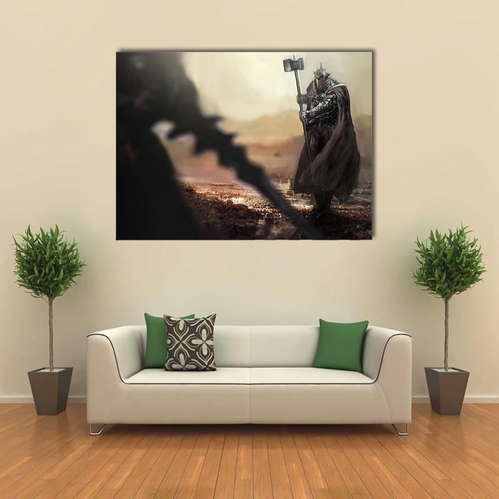 Evil Knight V/S Good Knight Canvas Wall Art-4 Horizontal-Gallery Wrap-34" x 24"-Tiaracle