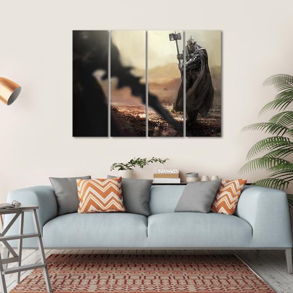 Evil Knight V/S Good Knight Canvas Wall Art-4 Horizontal-Gallery Wrap-34" x 24"-Tiaracle