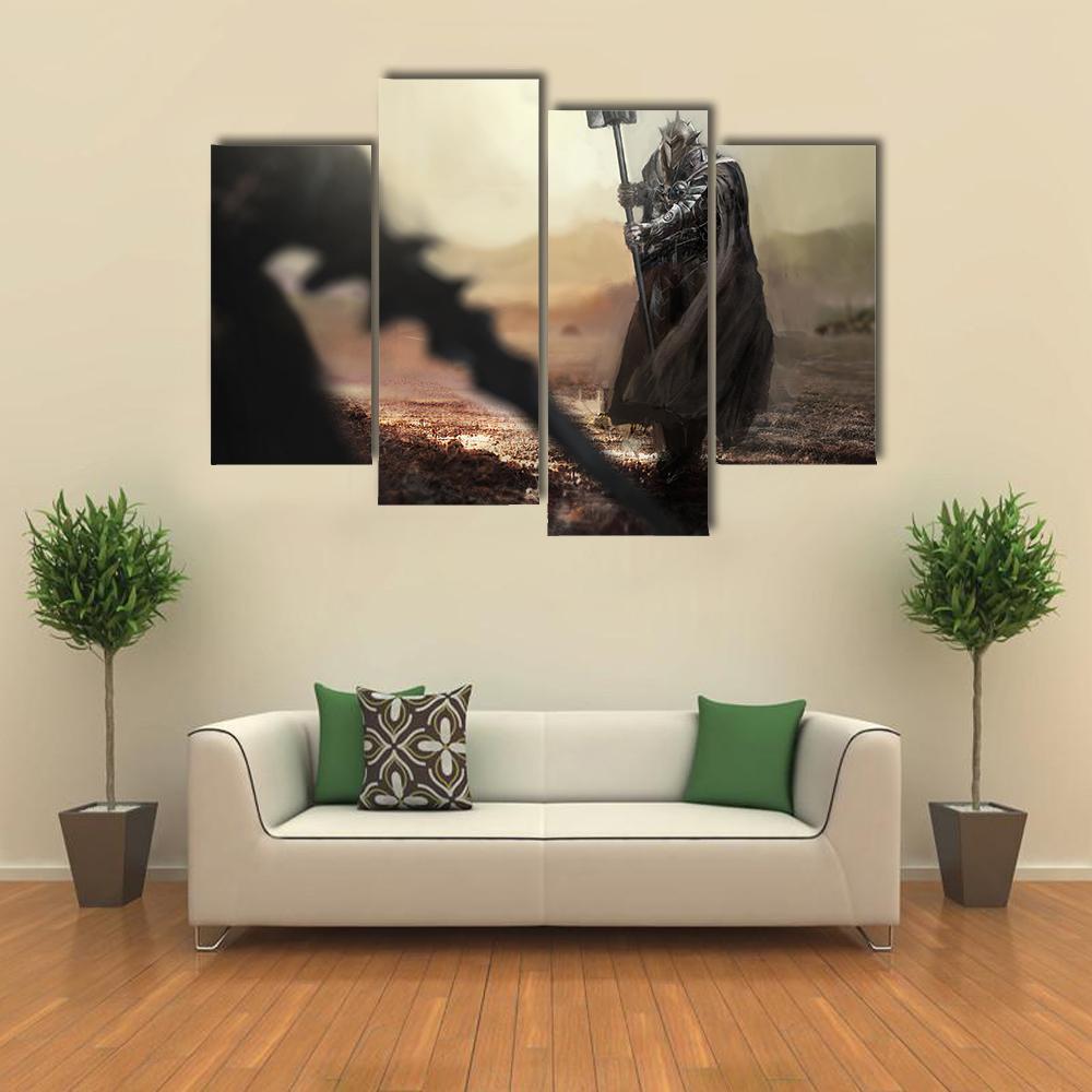 Evil Knight V/S Good Knight Canvas Wall Art-4 Pop-Gallery Wrap-50" x 32"-Tiaracle