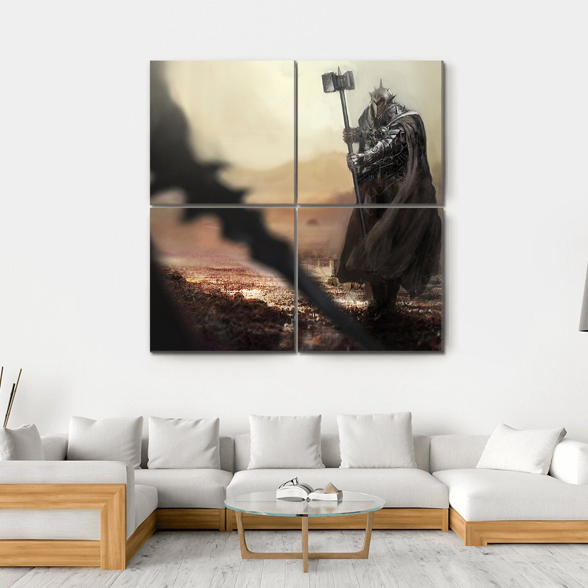 Evil Knight V/S Good Knight Canvas Wall Art-4 Square-Gallery Wrap-17" x 17"-Tiaracle