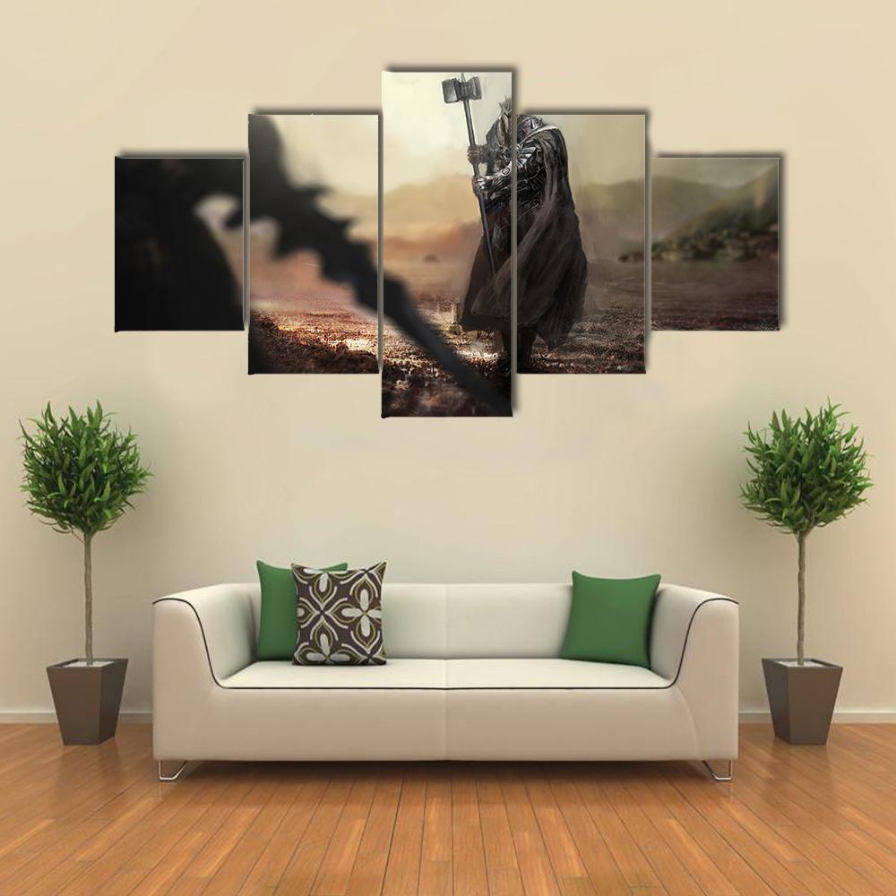 Evil Knight V/S Good Knight Canvas Wall Art-5 Star-Gallery Wrap-62" x 32"-Tiaracle