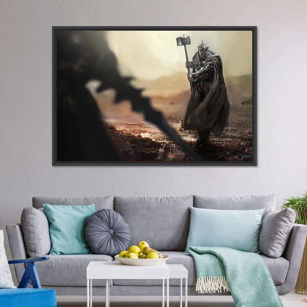 Evil Knight V/S Good Knight Panoramic Canvas Wall Art-1 Piece-36" x 12"-Tiaracle