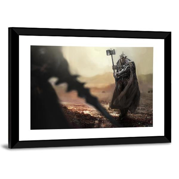 Evil Knight V/S Good Knight Panoramic Canvas Wall Art-1 Piece-36" x 12"-Tiaracle
