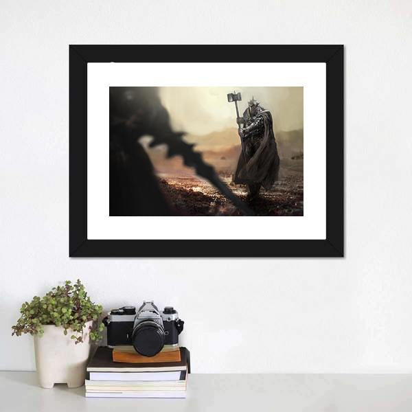 Evil Knight V/S Good Knight Panoramic Canvas Wall Art-1 Piece-36" x 12"-Tiaracle