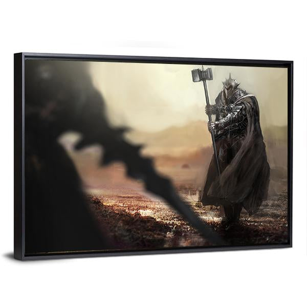 Evil Knight V/S Good Knight Panoramic Canvas Wall Art-1 Piece-36" x 12"-Tiaracle
