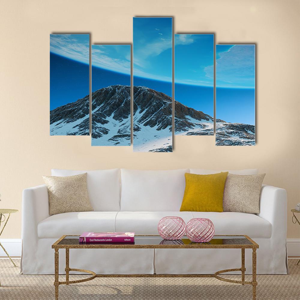Exoplanets In Space From Mountain Canvas Wall Art-5 Pop-Gallery Wrap-47" x 32"-Tiaracle