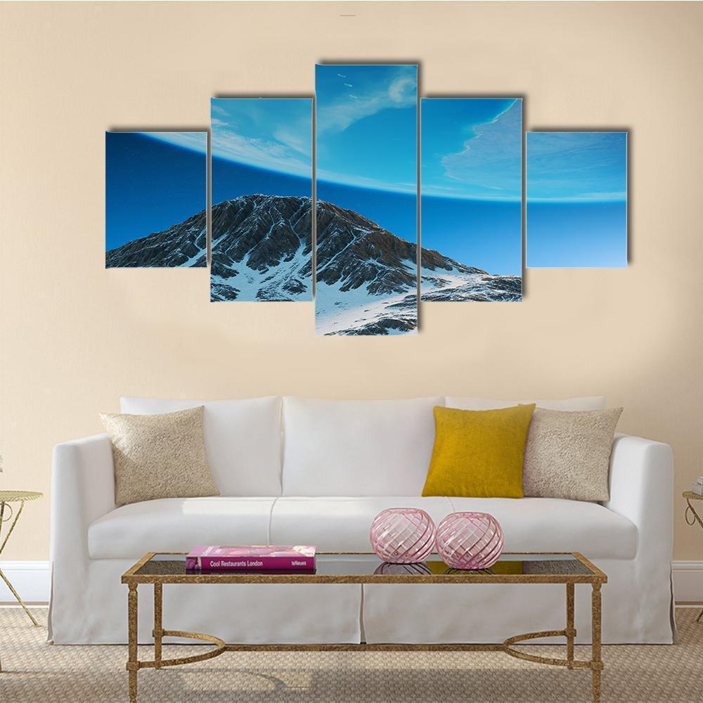 Exoplanets In Space From Mountain Canvas Wall Art-5 Star-Gallery Wrap-62" x 32"-Tiaracle