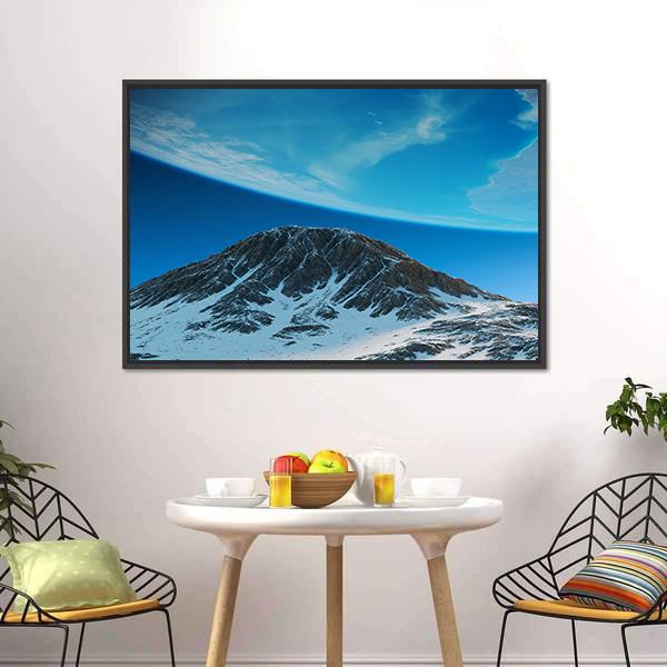 Exoplanets In Space From Mountain Canvas Wall Art-1 Piece-Floating Frame-24" x 16"-Tiaracle