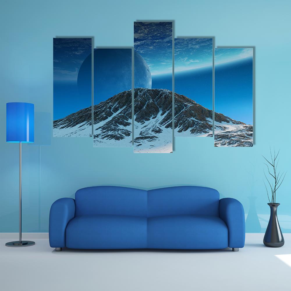 Exoplanets In Space Canvas Wall Art-5 Pop-Gallery Wrap-47" x 32"-Tiaracle