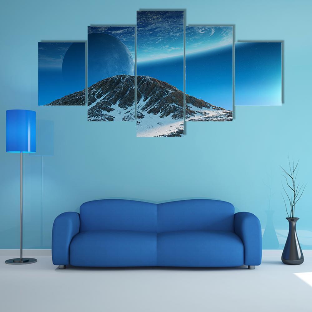 Exoplanets In Space Canvas Wall Art-5 Star-Gallery Wrap-62" x 32"-Tiaracle