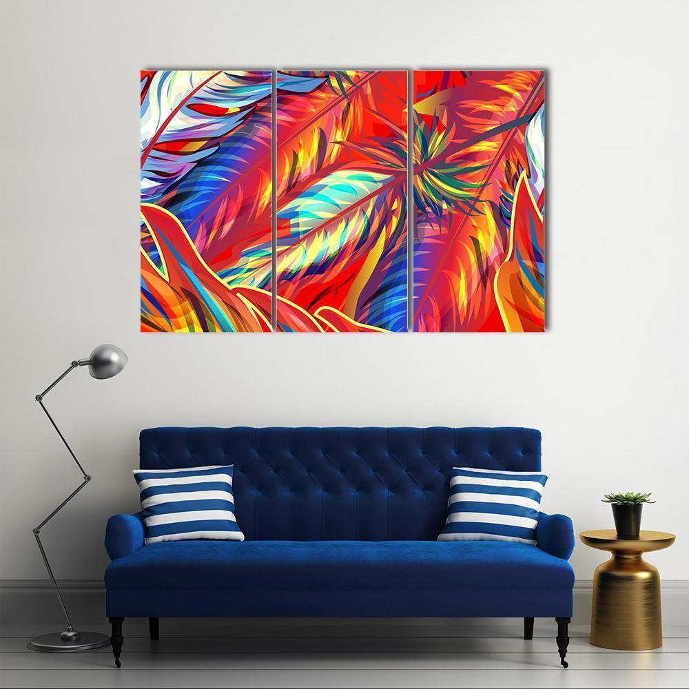 Exotic Feather Canvas Wall Art-3 Horizontal-Gallery Wrap-37" x 24"-Tiaracle